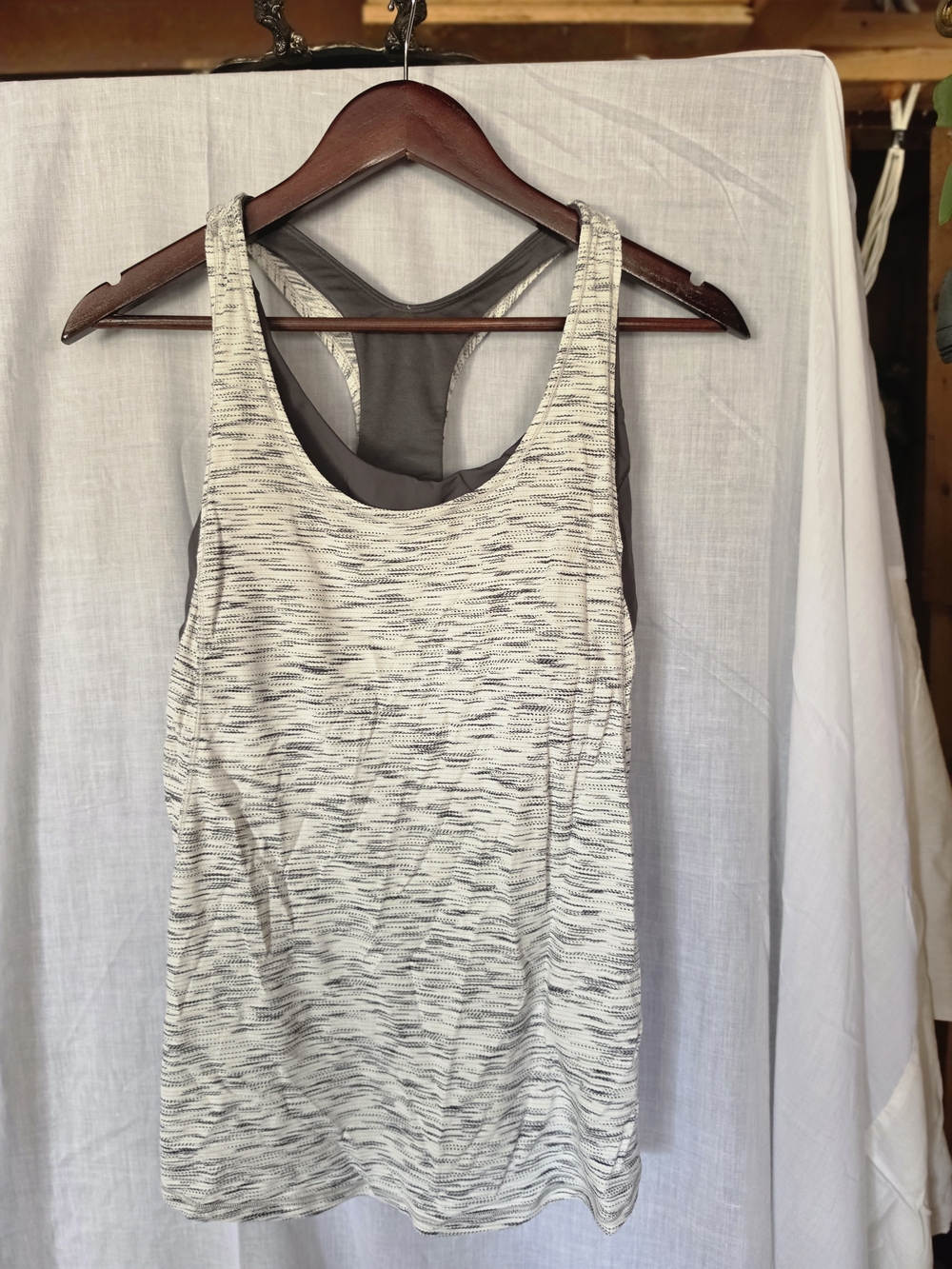 lululemon athletica Heathered Light Gray Layered Racerback Tank